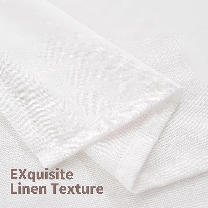 YoungsTex 72 Inch Length White Linen Semi Sheer Curtains - Image 9