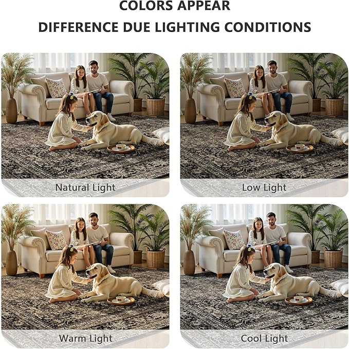 6x9 Area Rugs - Washable Vintage Retro Living Room Rug, Soft Ultra Thin Non - Image 7