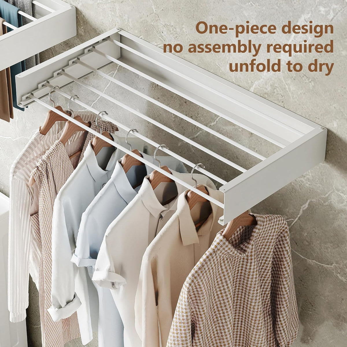 Wall Mounted Drying Rack,Drying Rack Clothing,Collapsible Hanger Racks for Laundry,Laundry Rack,Wall Mounted Clothes Rack (White, 32 Inch)