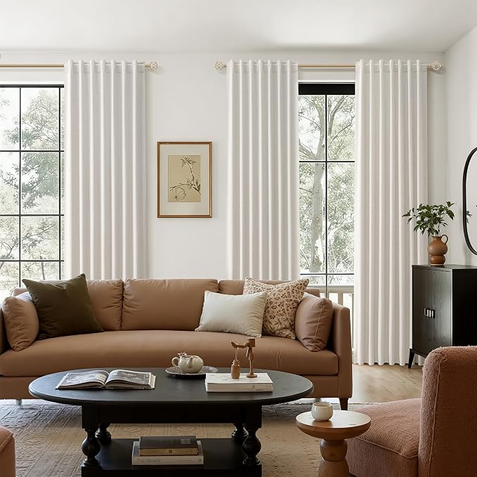 108 Inch Long Light Beige 100% Blackout Curtains - Image 8