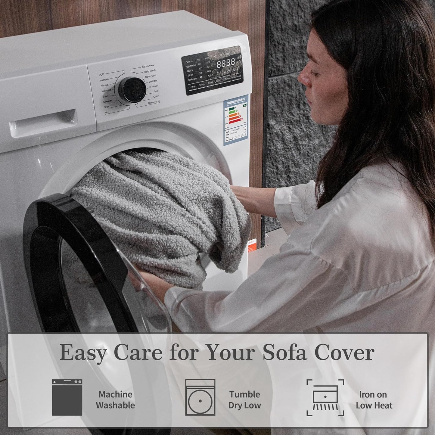 Couch Cushion Covers for Sectional Sofa, Stretch Soft Sofa Slipcovers Washable Wear-Resistant Universal Furniture Protector for Living Room(1 Piece Chair Cover, Light Gray)