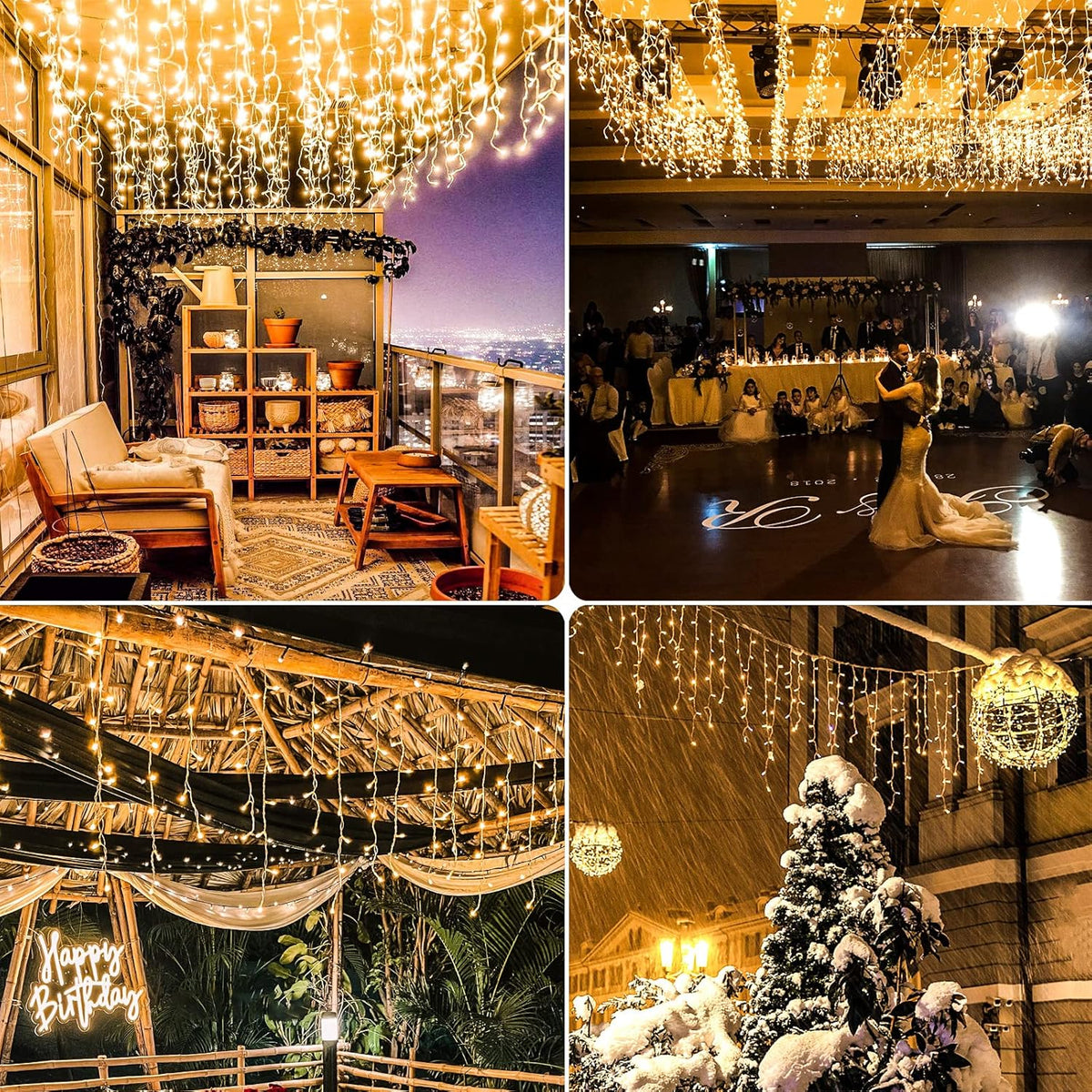 Icicle Lights for Outside 99ft 1216 LED Christmas Lights Outdoor 8 Modes with 228 Drops, Waterproof Plug in Fairy String Lights for Party, Holiday, Wedding, Christmas Decoration, Warm White