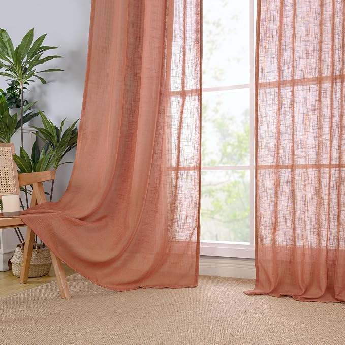 Light Filtering Linen Curtains 63 inches Long - Image 9