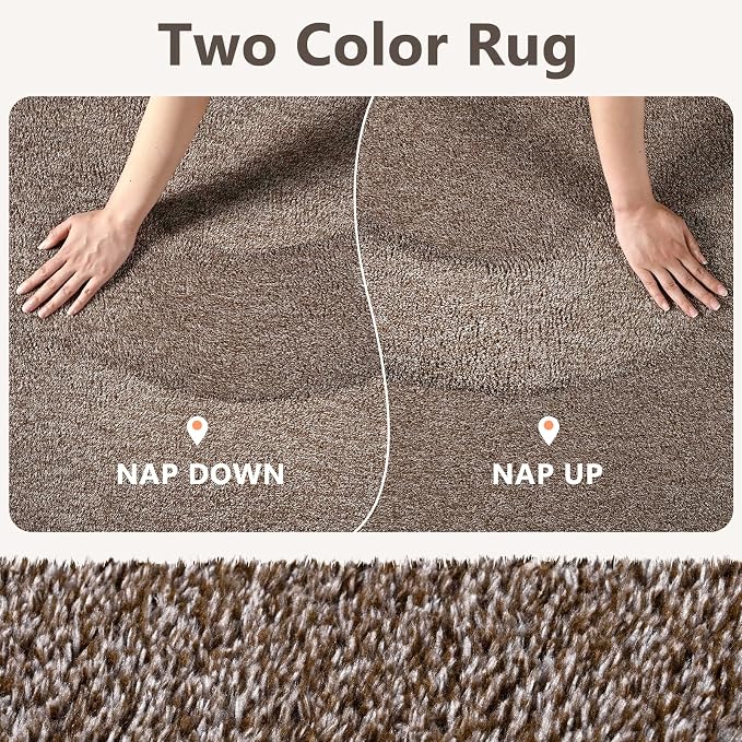 5x7 Coffee/White Area Rug Washable Non-Slip Soft - Image 9