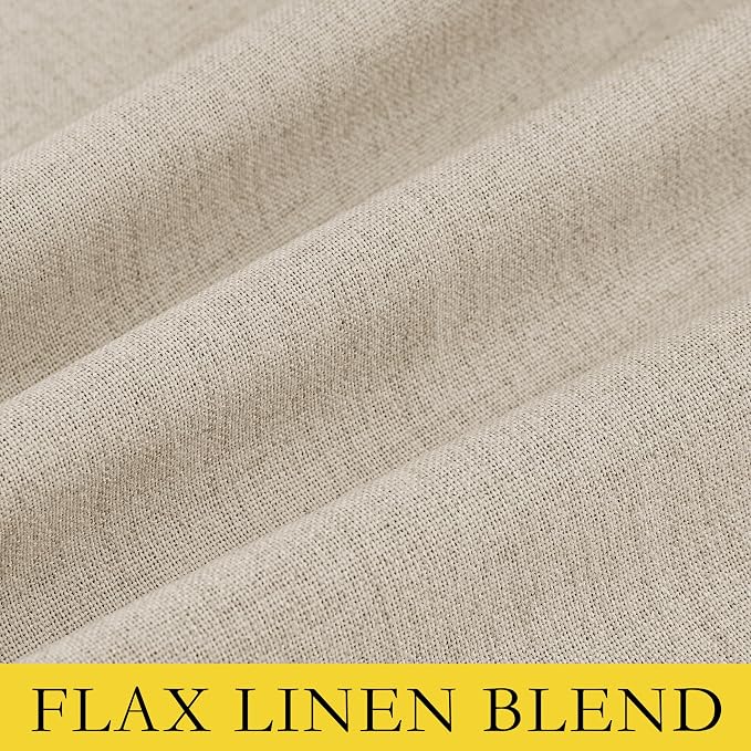 NICETOWN Beige Bedroom Full Blackout Linen Curtains, Thick Insulated Classic - Image 9