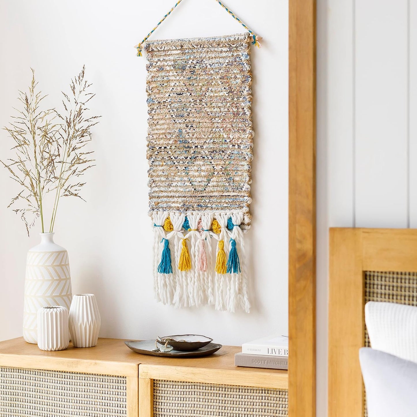 Mark&Day Wall Art, Klaus Bohemian/Global Tan Macrame Wall Hangings for Living Room, Bedroom, Office or Kitchen (22"H x 14"W)