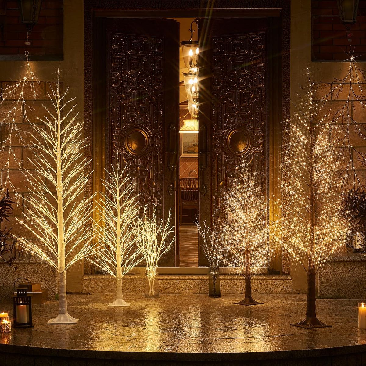 Fudios Lighted White Tree Alpine 6FT 810 LED Fairy Lights, Artificial Winter Twig Tree Lights Plug in for Christmas Indoor Outdoor Home Decoration