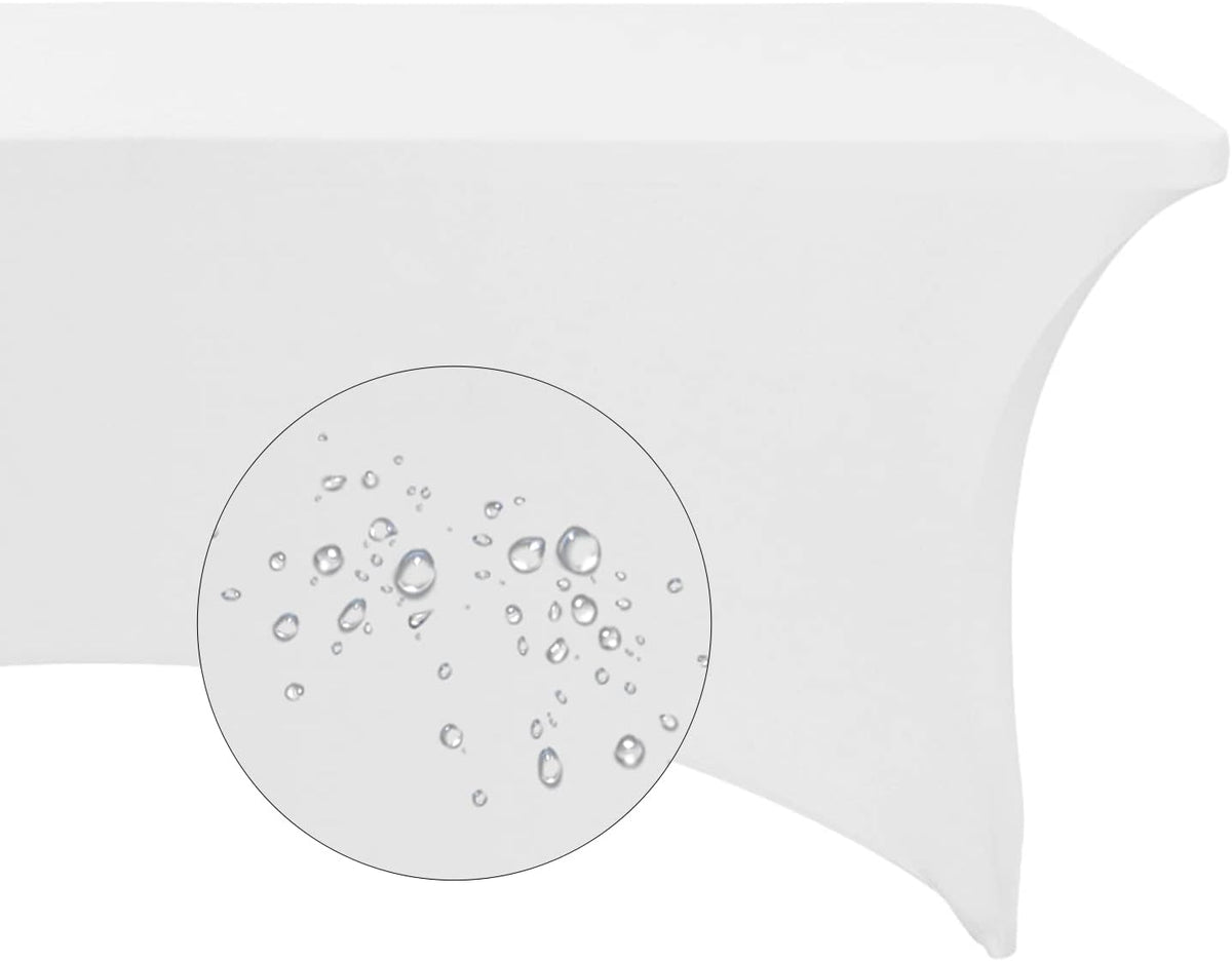 Spandex 6ft Waterproof Table Cover for Party,Wedding, Banquet, and Events(White)