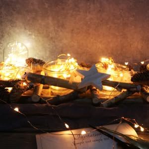 OakHaomie 6 Pack 10ft(3m) LED Starry String Lights 30 Micro LEDs on Silvery Copper Wire,2pcs CR2032 Batteries Required and Included, for DIY Wedding Centerpiece Table Decorations (Warm White)