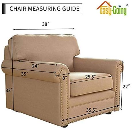 Easy-Going Reversible Couch Cover, Small Chair, Taupe/Ivory | Machine Washable - Image 8