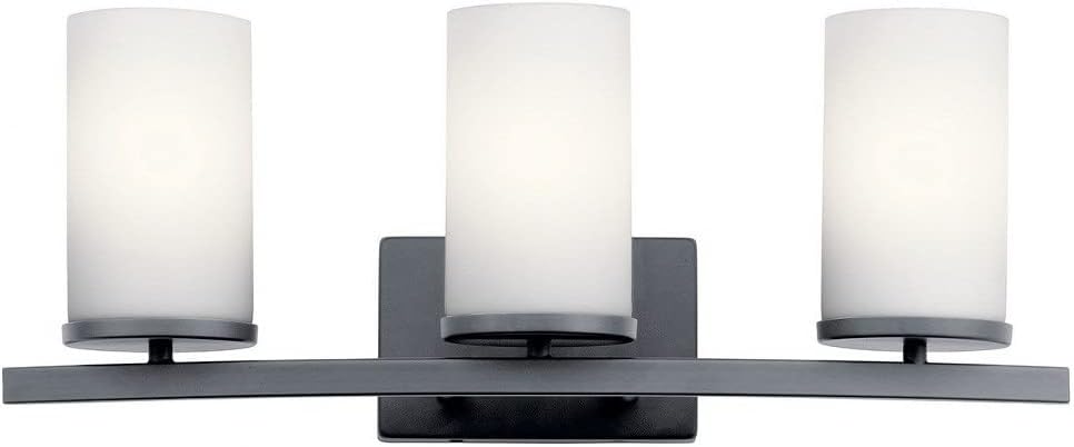 KICHLER Crosby 23" 3 Light Vanity Light Satin Etched Cased Opal Olde Bronze®,White