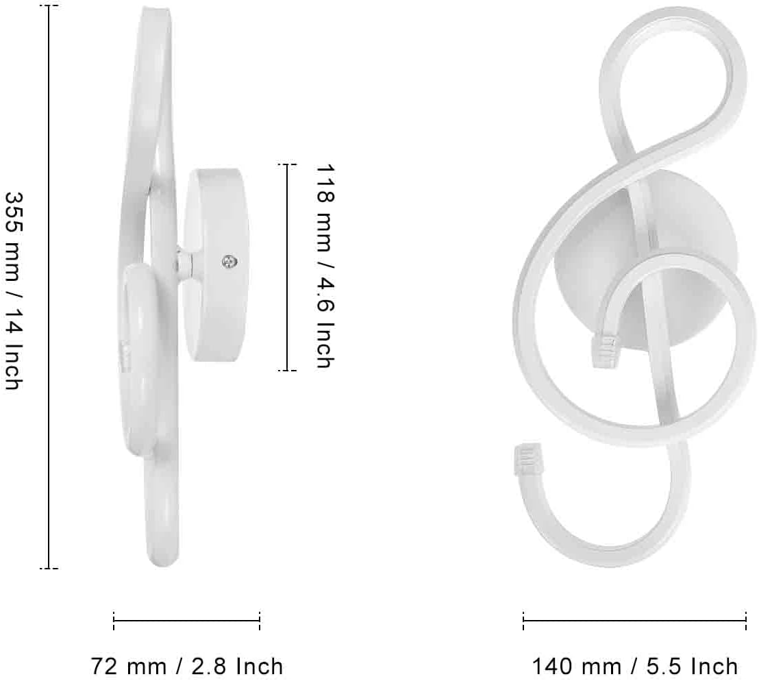 XEYOU 22W Modern Wall Sconce Lighting Indoor LED Creative Wall Light Fixture Music Symbol Art Decoration Wall Lamp for Living Room Bedroom Stair Corridor, White 3000K