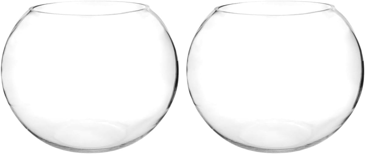 Craft And Party, Fish Bowl Vase, 14" Height x 16" Width Set of 2 Glass Fish Bowl Vase, Bubble Bowl vase for Terrarium, Flower vase Centerpiece