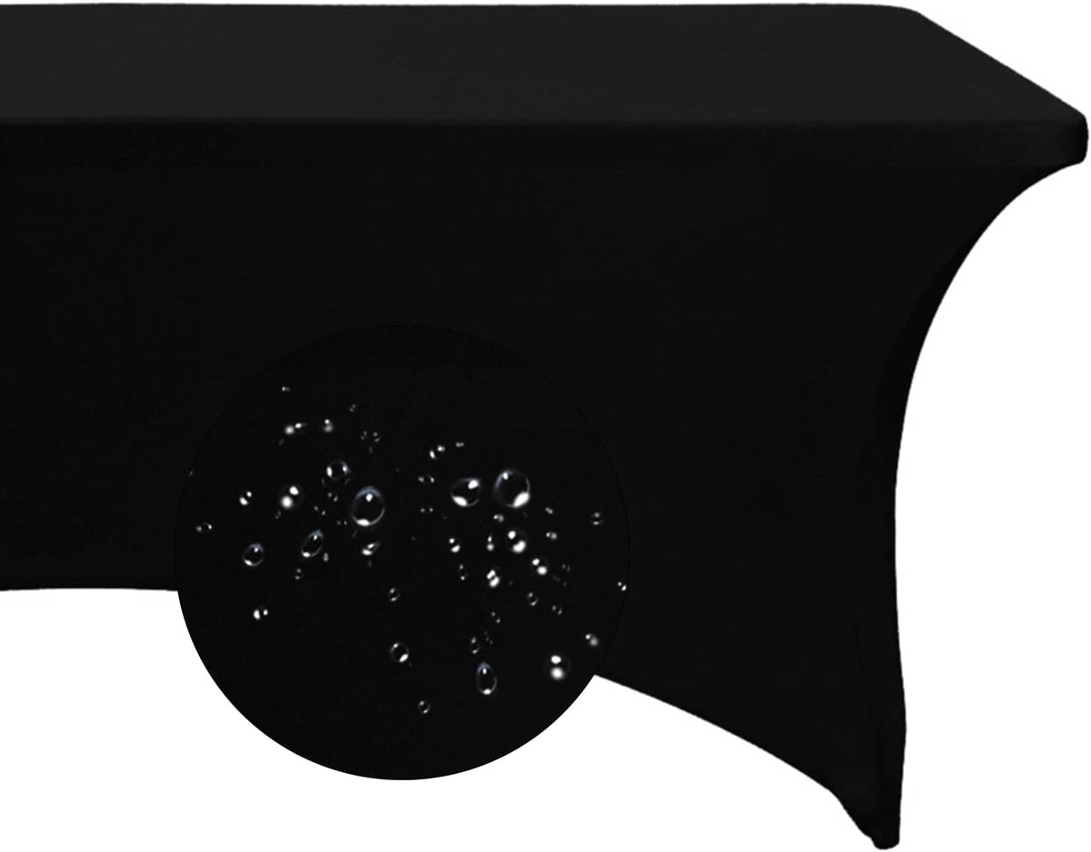 Spandex 6ft Waterproof Table Cover for Party,Wedding, Banquet, and Events(Black)