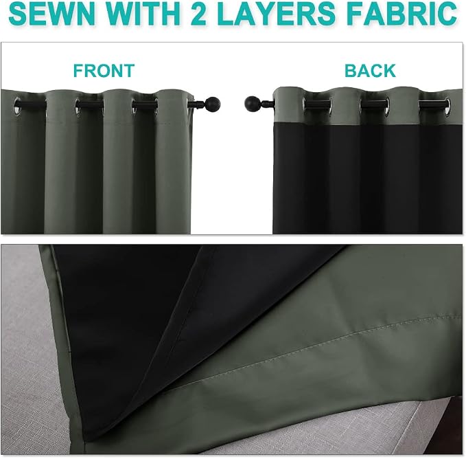 NICETOWN 100% Blackout Curtains 120" Long, Pair of Energy Smart & Noise - Image 5