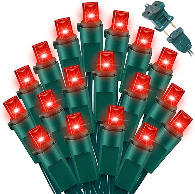 Red Wide Angle LED Christmas Lights, 64.8 Ft 300 Count, Pack of 3 Strands 21.9 Ft 100 Lights UL Certified Commercial Grade Green Wire 5mm Holiday String Light