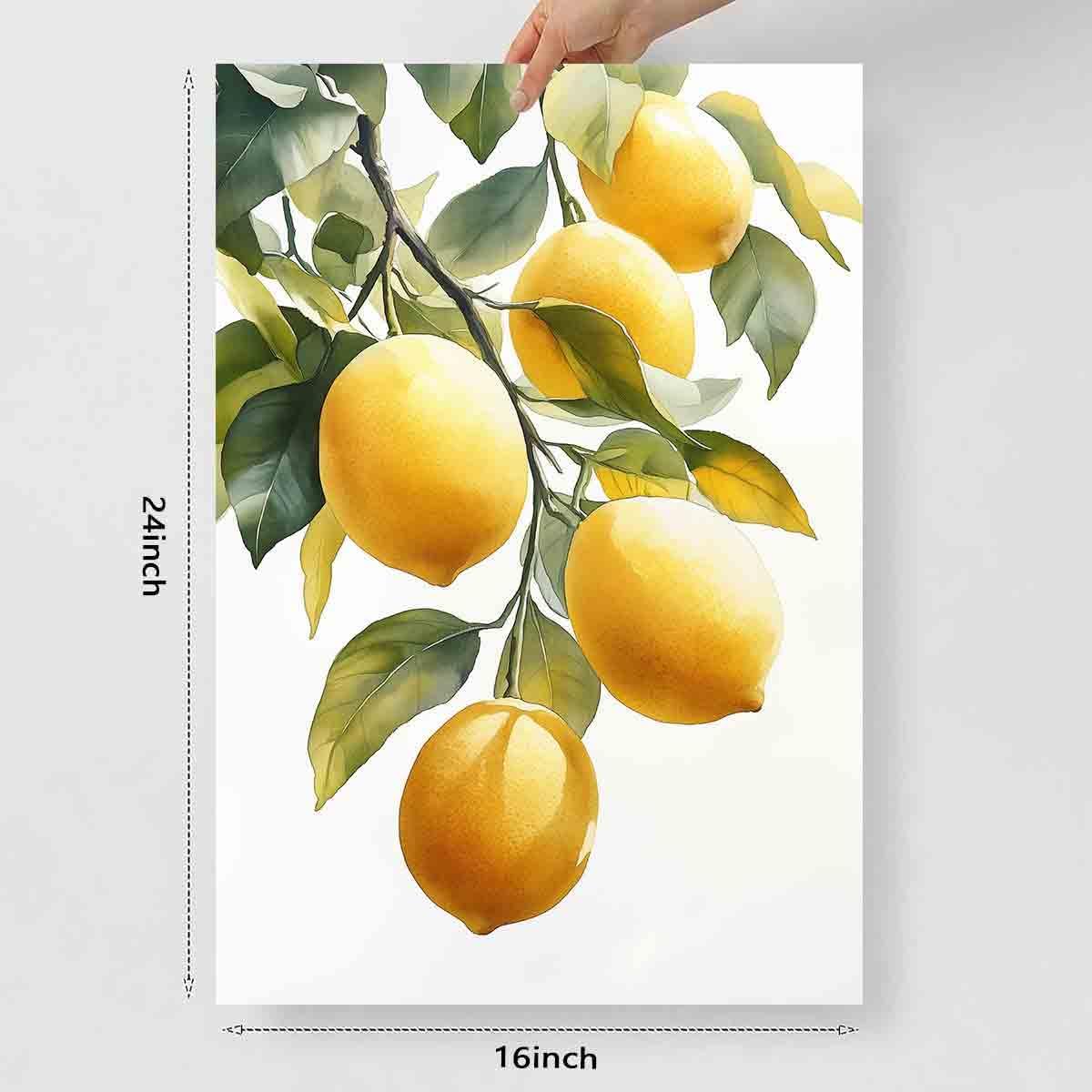 Lemon Tree Canvas Wall Art Vintage Lemons Painting Lemon Branch Wall Art Rustic Fruit Pictures Fruit Market Print Vintage Citrus picture Still Life Painting Living Room Decor 16x24inch No Frame