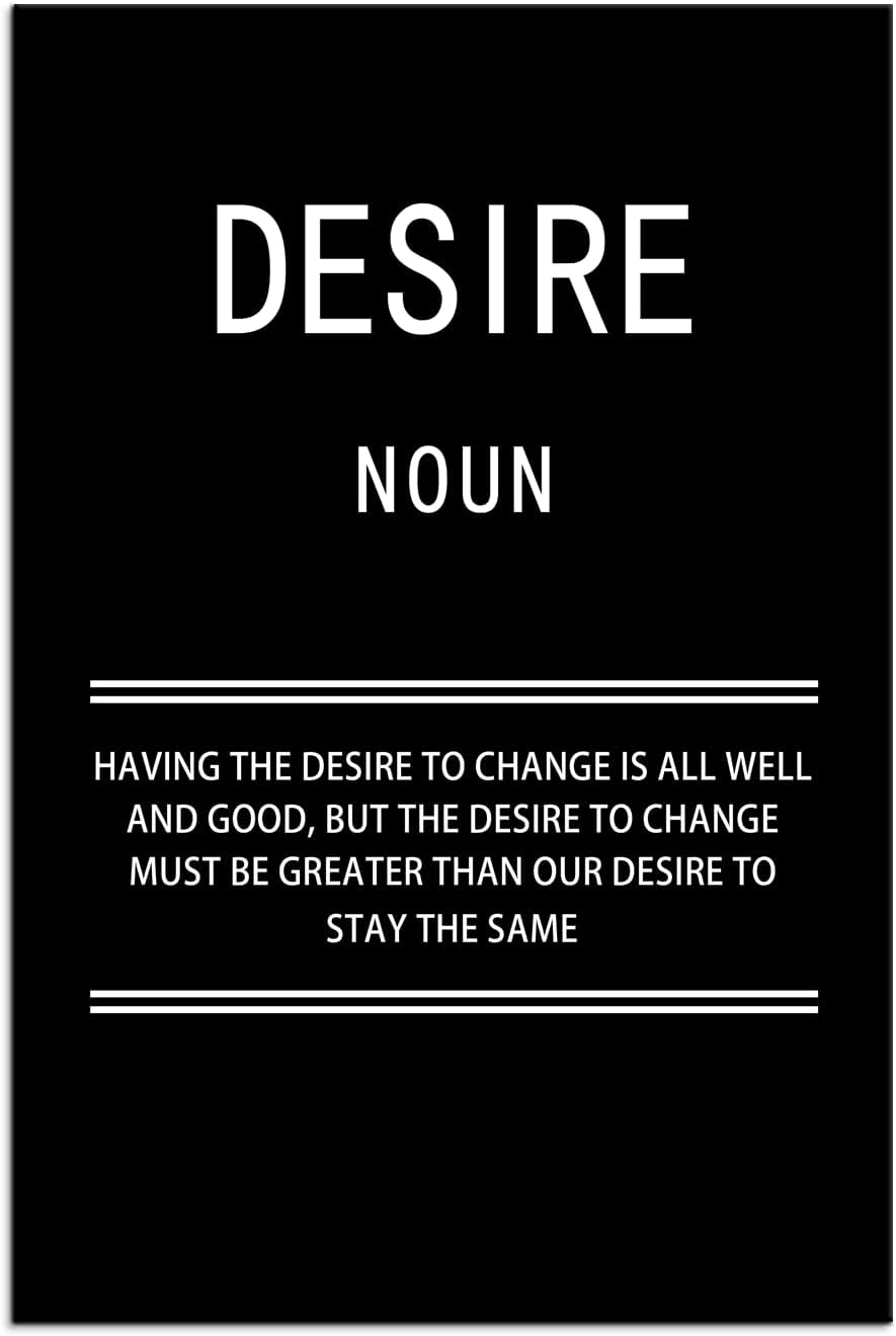 WYJZDZQ8 Desire Noun Motivational Canvas Office Print Wall Art Inspirational Picture Poster Painting Modern Inspiring Artwork for Home Living Room Bedroom Decor Ready to Hang [12''W x 18''H]