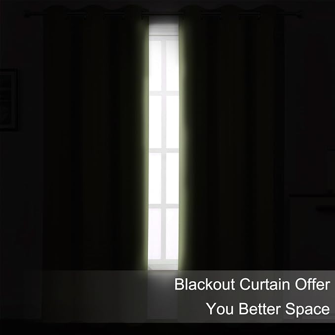 Blackout Curtains 66 x 72 Inch Long Sage Green Curtains Set of 2 Panels Room - Image 3