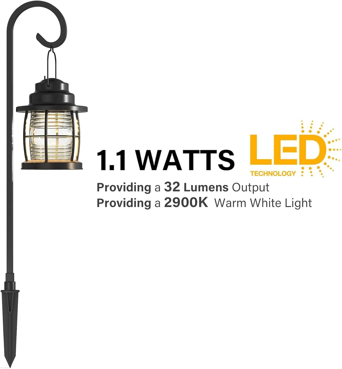 LED Pathway Lights 6 Pack, 1.1W Low Voltage Landscape Lighting Outdoor Harbor Collection 32 Lumen Dual Use Lights with Shepherd Hooks for Driveway, Yard, Garden, and Lawn