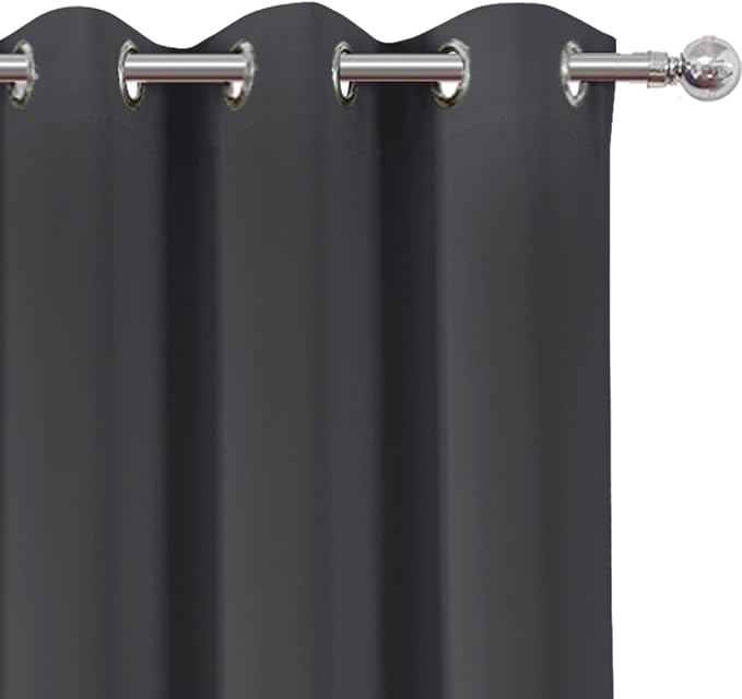 Dark Grey Thermal Blackout Curtains/42 x 95 Inch/Set of 2 Panels Room Darkening - Image 6