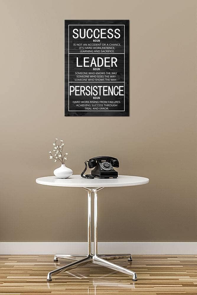 WYJZDZQ8 Success Leader Persistence Inspirational Poster Motivational Wall Art Motivation Canvas Prints Artwork for Office Modern Home Decor Painting Stretched and Framed Ready to Hang [12''Wx 18''H]