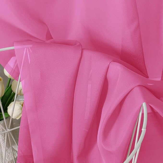 Hot Pink Sheer Valances for Windows 14 Inch Length 2 Pcs, Light Filtering Short - Image 4