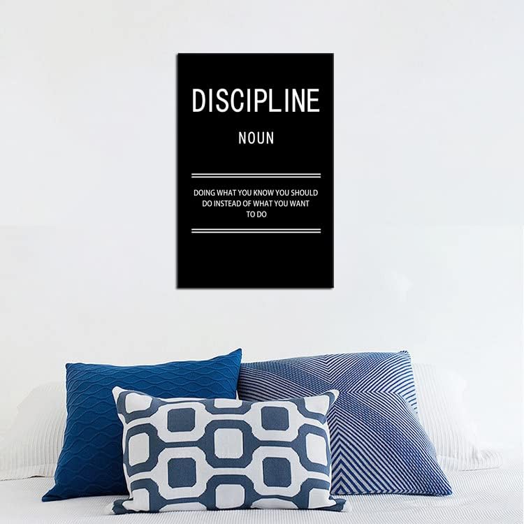 Discipline Noun Inspirational Posters Motivational Affirmative Wall Art Prints on Canvas Modern Home Decor Painting Artwork for Living Room Office Stretched and Framed Ready to Hang [12''W x 18''H]