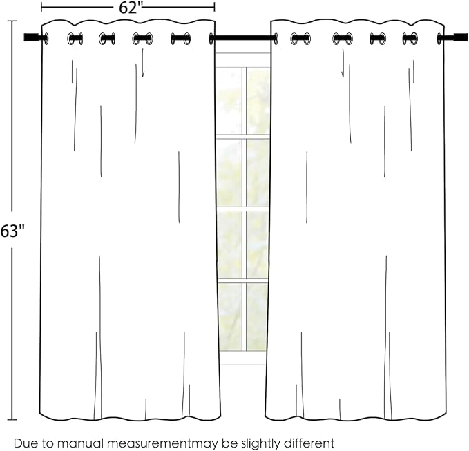 SimpleHome Natural 100% Blackout Curtains Room Darkening Living Room 63L | - Image 2