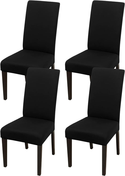 JQinHome 4 Pcs Dining Chair Slipcover, High Stretch Removable Washable Chair Seat Protector Cover for Home Party Hotel Wedding Ceremony