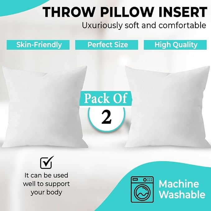QUBA LINEN Throw Pillow Inserts, 14x14 Inches - Image 8