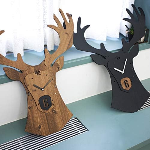 Stephanie Imports Modern Minimalist Reindeer Dark Wall Clock