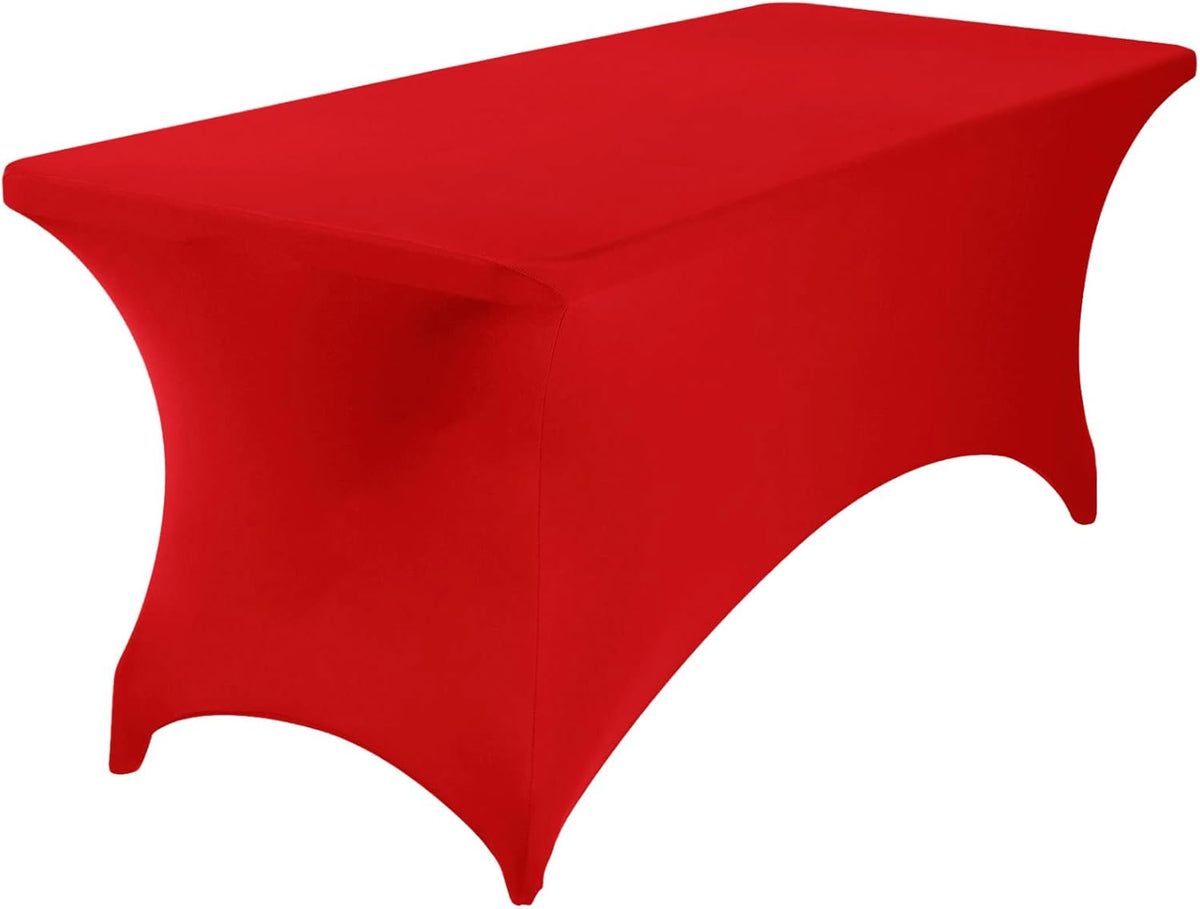 2Pack Spandex Waterproof Table Covers 6ft，Spandex 6ft Waterproof Table Cover for Party,Wedding, Banquet, and Events(Red)
