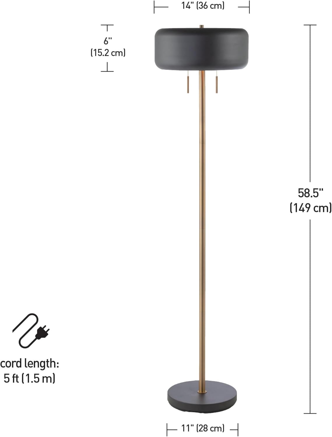 GLOBE Electric 67346 Novogratz x Floor Lamp, Dark Gray
