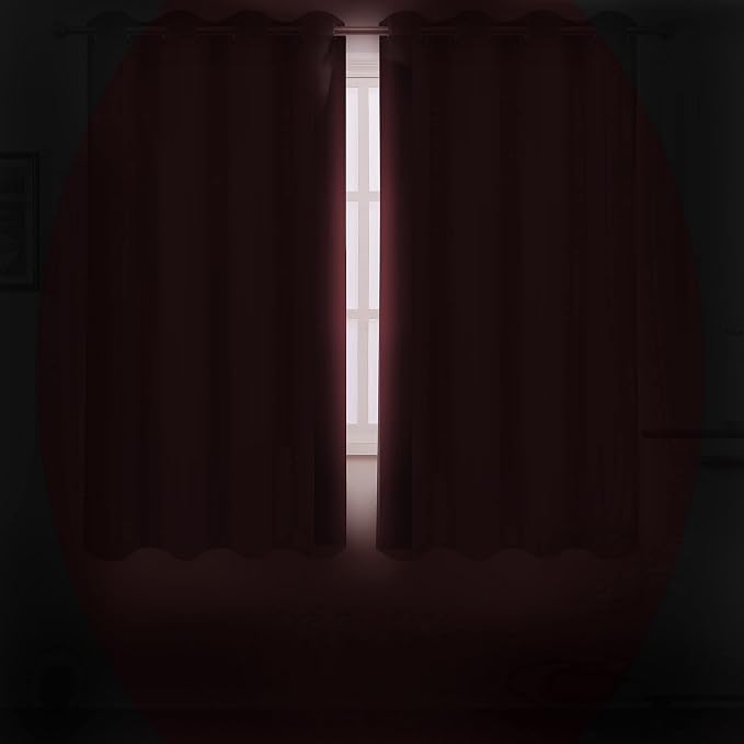 Red Thermal Blackout Curtains/52 x 54 Inch/Set of 2 Panels Room Darkening - Image 3
