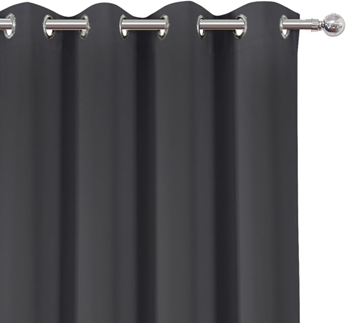 Blackout Curtains 66 x 54 Inch Long Dark Grey Curtains Set of 2 Panels Room - Image 6