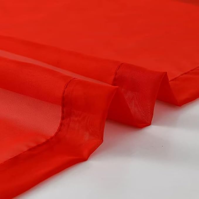 SpaceDresser Sheer Red Curtains 4 Panels Rod Pocket Semi-Sheer Curtain 90 - Image 6