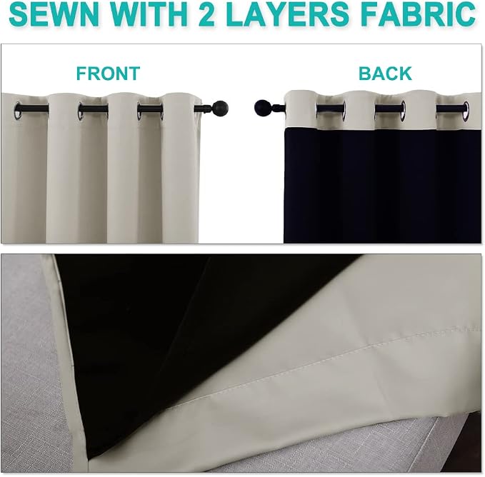 NICETOWN Natural Blackout Curtains 80 inches Long, Full Light Blocking Drapes - Image 5