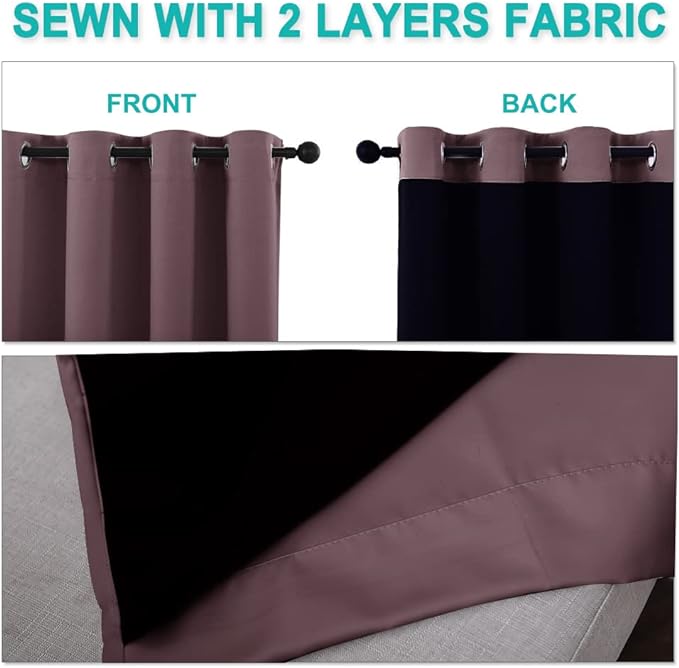 NICETOWN Thermal Insulated 100% Blackout Curtains, Noise Reducing Performance - Image 5