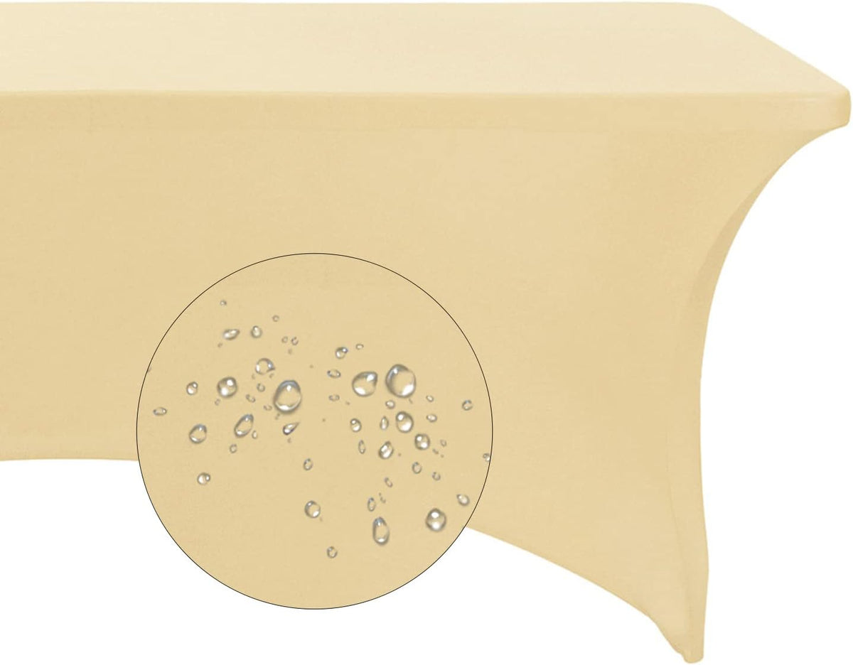 Spandex 8ft Waterproof Table Cover for Party,Wedding, Banquet, and Events(Champagne)