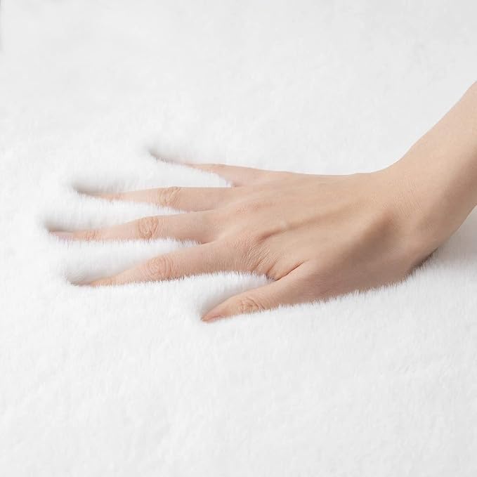ORINOVA White Fluffy Living Room Rugs 6x9 Area Rug Washable Shag Rugs - Image 7