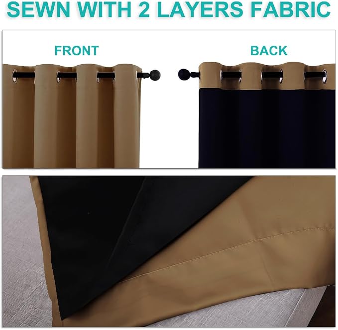 NICETOWN Total Shade Curtains and Draperies, Package of 2, 62 inches Wide x 95 - Image 5