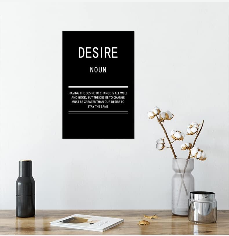 WYJZDZQ8 Desire Noun Motivational Canvas Office Print Wall Art Inspirational Picture Poster Painting Modern Inspiring Artwork for Home Living Room Bedroom Decor Ready to Hang [12''W x 18''H]