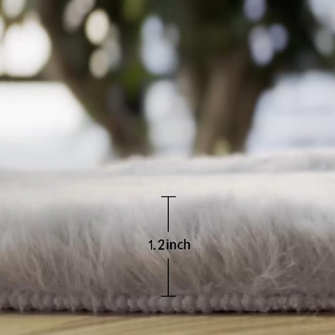 ORINOVA Silver Grey Round Rugs 8ft Shag Washable Area Rugs - Image 3