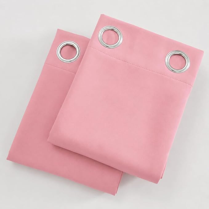 Blackout Curtains 66 x 72 Inch Long Pink Curtains Set of 2 Panels Room - Image 9