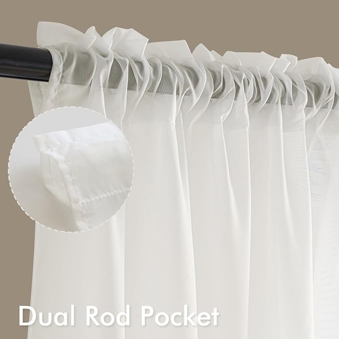 MIULEE Ivory Sheer Curtains 84 Inches Long 4 Panels 54 x 84 Inches | Light - Image 3