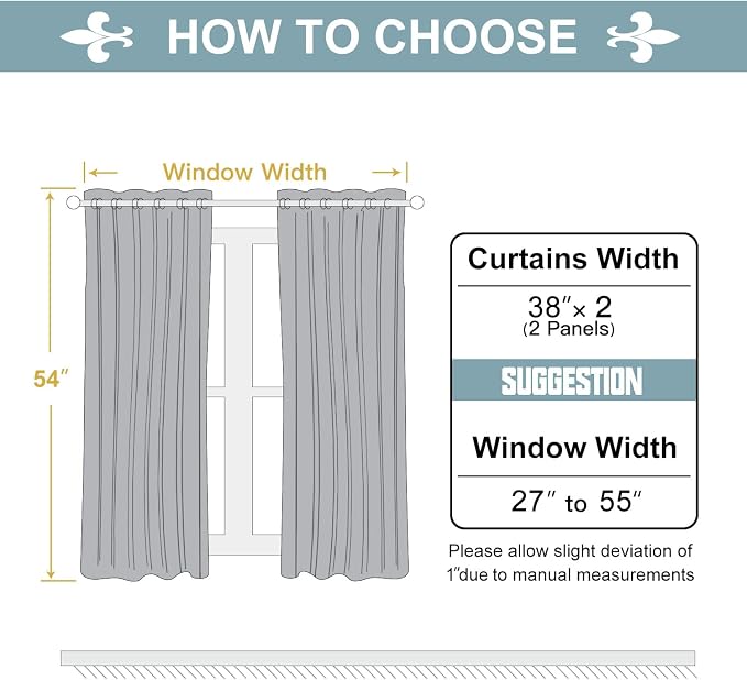 ChrisDowa Blackout Curtains for Bedroom and Living Room 54 Inches Long | 2 - Image 5