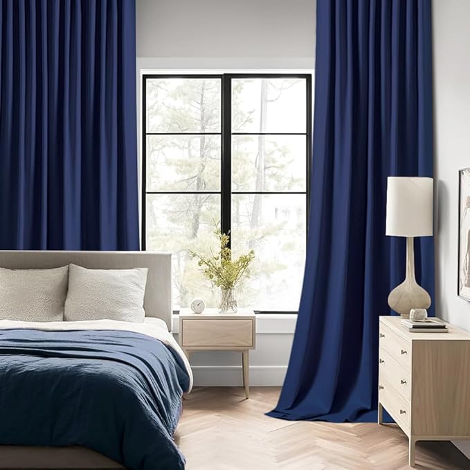 MIULEE Navy Blue Back Tab Blackout Curtains 52x72 Inches Long 2 Panels Set | - Image 2