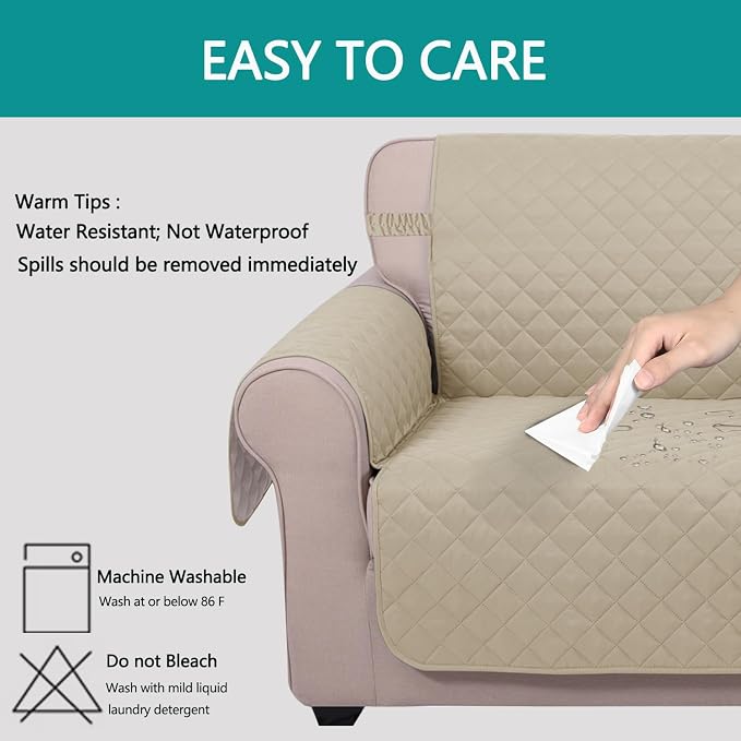 U-NICE HOME Reversible 23''Recliner Small Chair Cover, Sand/Beige | Recliner - Image 4