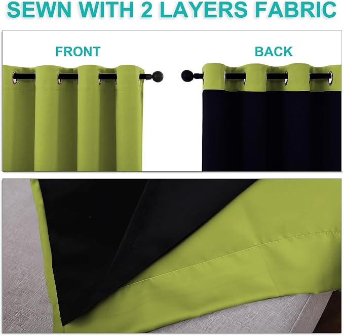 NICETOWN Blackout Curtains 84 inches Long, 2 Pieces, Fresh Green, Full Light - Image 5